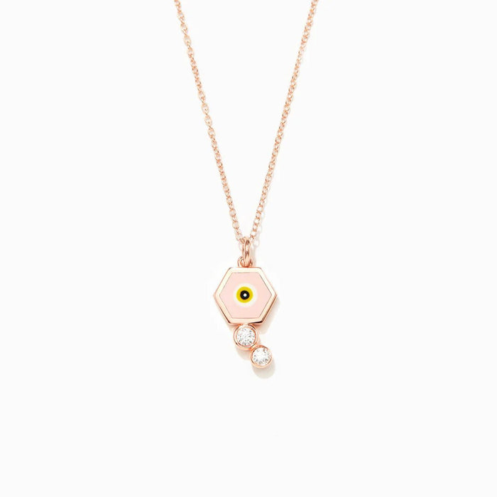 HEXAGON ENAMEL EVIL EYE NECKLACE