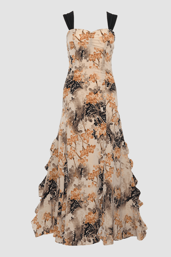CB Flowy Chiffon Dress in Lark Print
