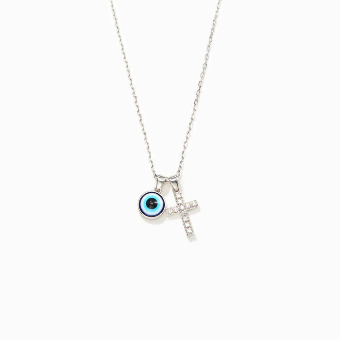 BLESSED AND PROTECTED CROSS&EVIL EYE NECKLACE