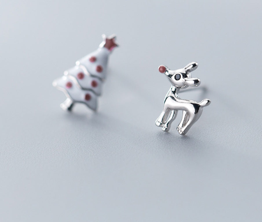 Christmas Tree and reindeer earrings
