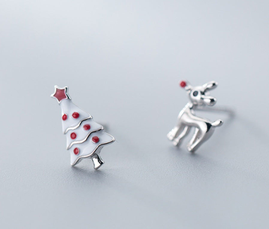 Christmas Tree and reindeer earrings