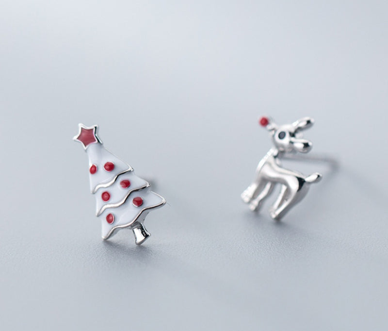 Christmas Tree and reindeer earrings