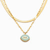 GOLDEN ENAMEL EVIL EYE LAYERED NECKLACE SET