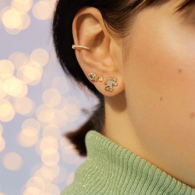 18k Gold Christmas Festive Earrings