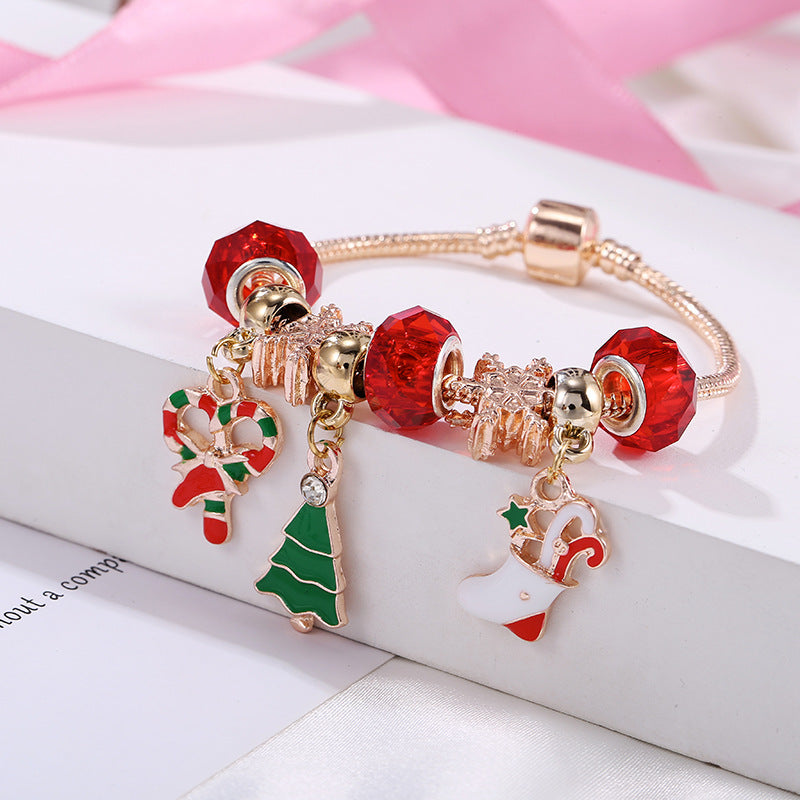 Christmas Tree Pendant Snowflake Beads Bracelet