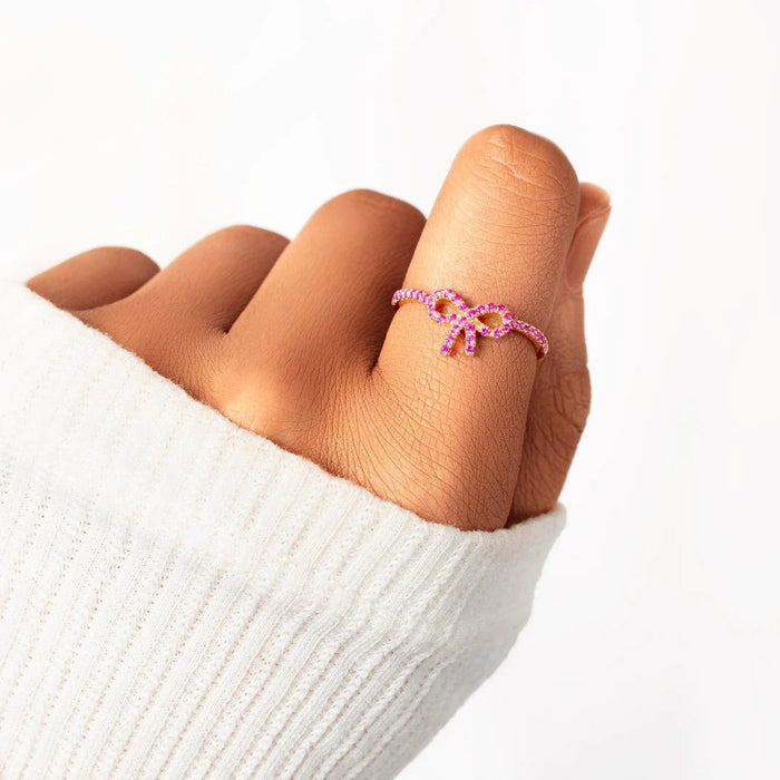 PINK PAVE BOW RING-GIFTS FOR WOMEN