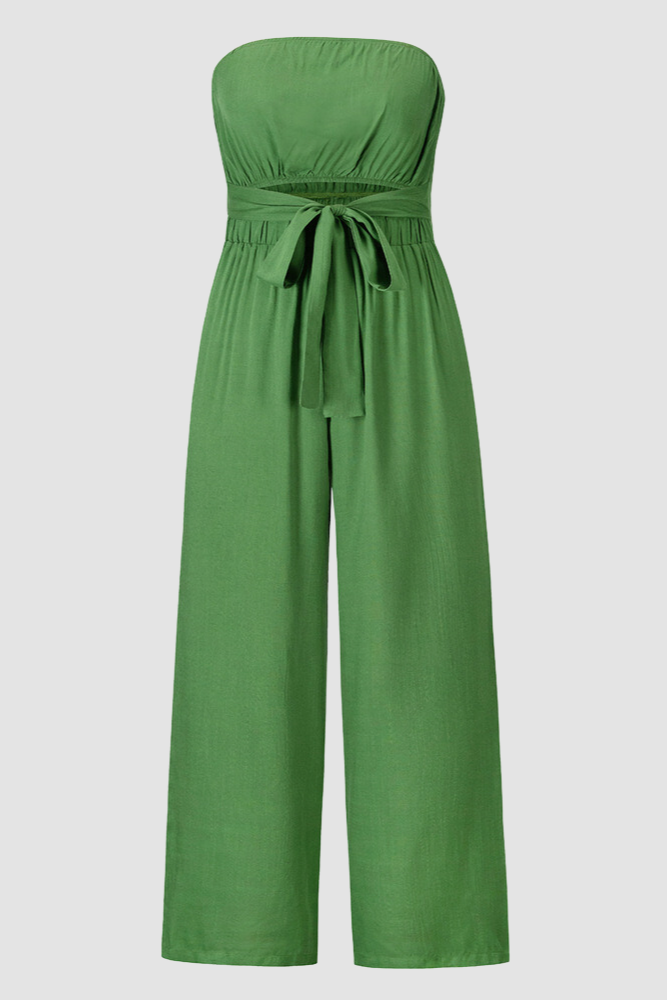 CB Green Strapless Jumpsuit with Tie Waist