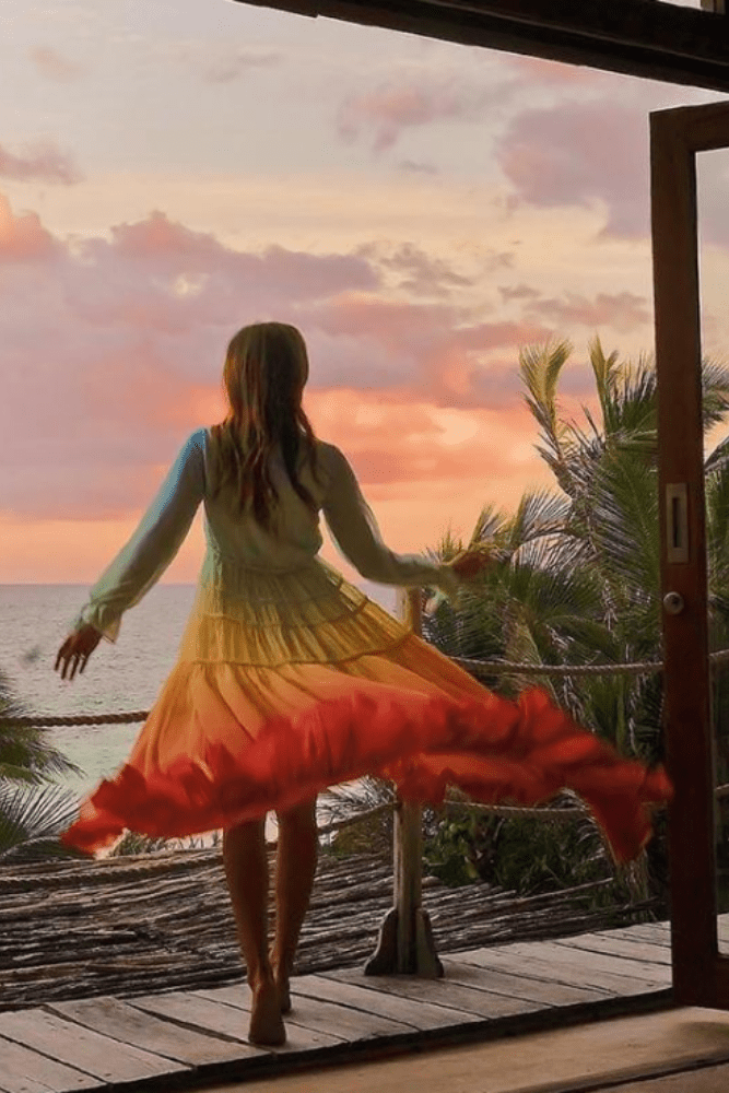 sunset flowy dress Sunset Ombre Wedding Dress, Chiffon Wedding Dress, Silk Wedding Dress, Colorful Wedding Dress, Flowy Wedding Dress, Beach Wedding Dress