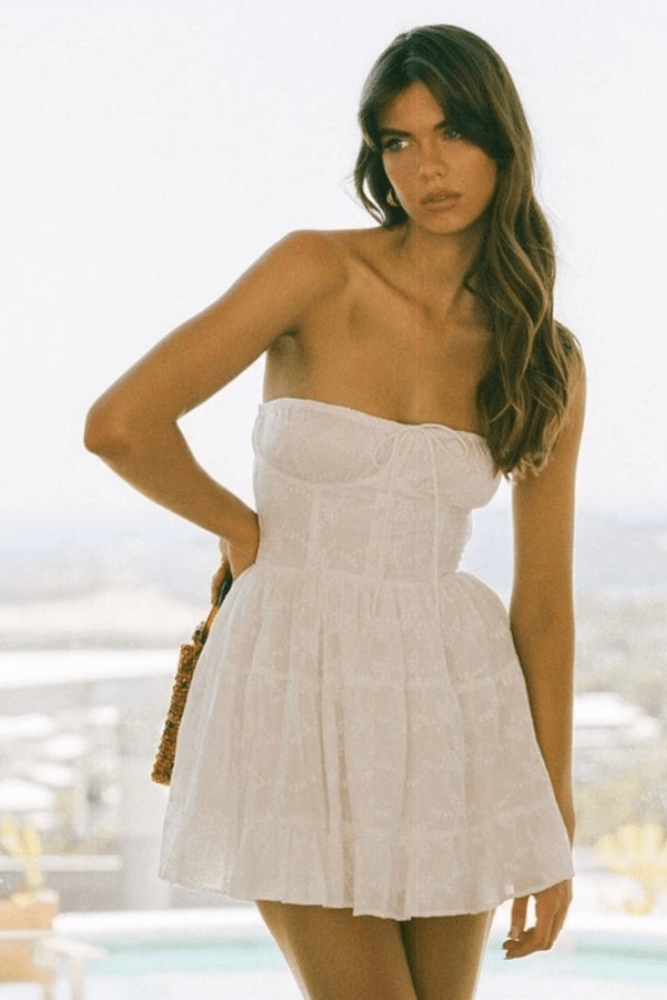 white lace tube dress Must Be Love Strapless Lace Dress Off White