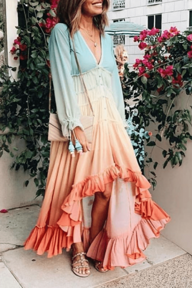 Sunset Maxi Dress with Flowy Sleeves | Classic Boho ClassicBoho Sunset Maxi Dress with Flowy Sleeves | Classic Boho ClassicBoho