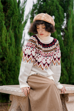 CB Ethnic Style Retro Pattern Sweater