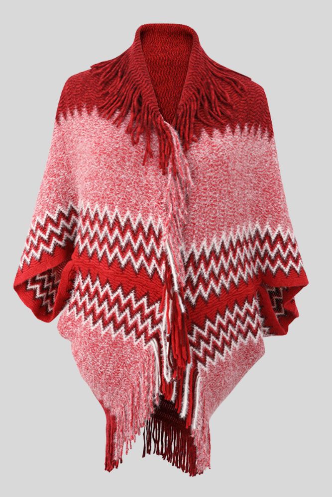 CB Colorblock Knit Cape Sweater