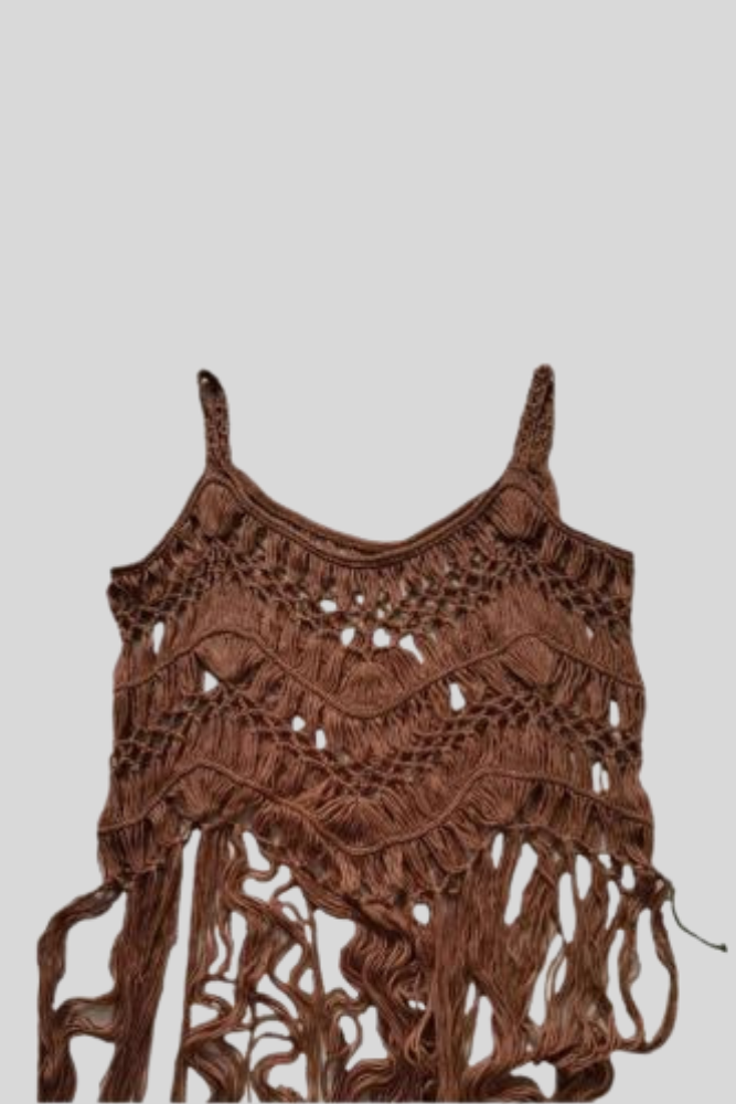 CB Ethnic Style Braided Hollow Tassel Camisole