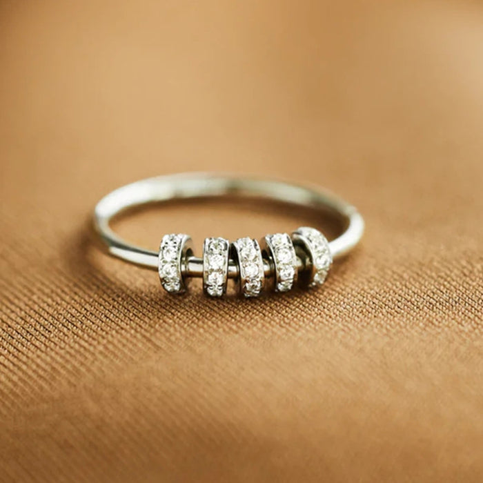 Women's Simple Fashion S925 Sterling Silver Spinning Bead Ring