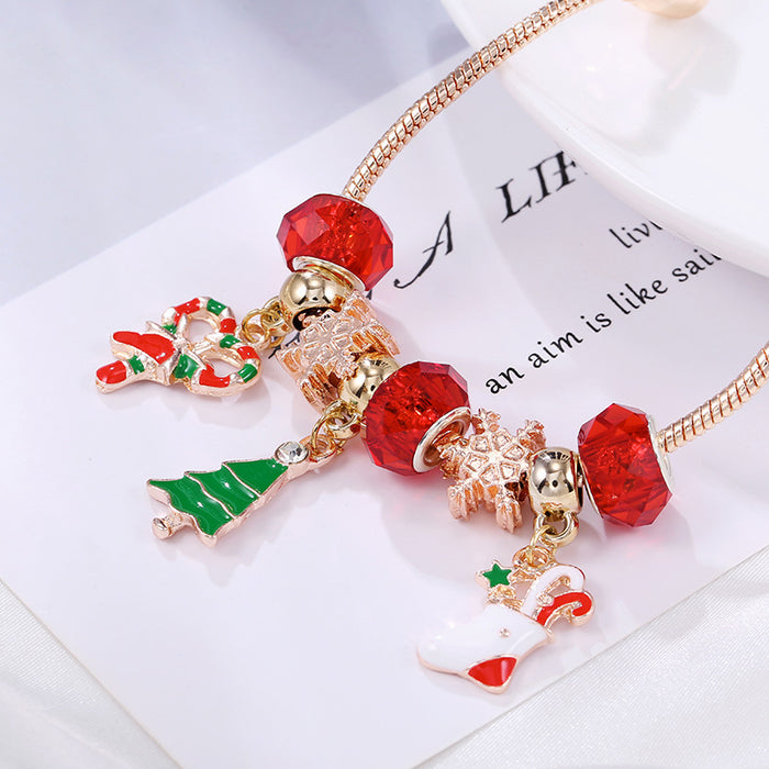 Christmas Tree Pendant Snowflake Beads Bracelet