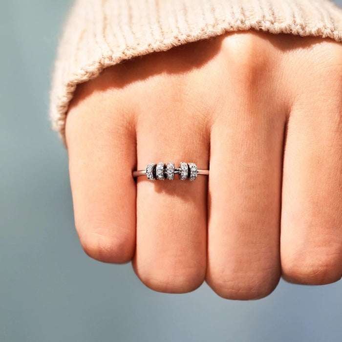 Women's Simple Fashion S925 Sterling Silver Spinning Bead Ring