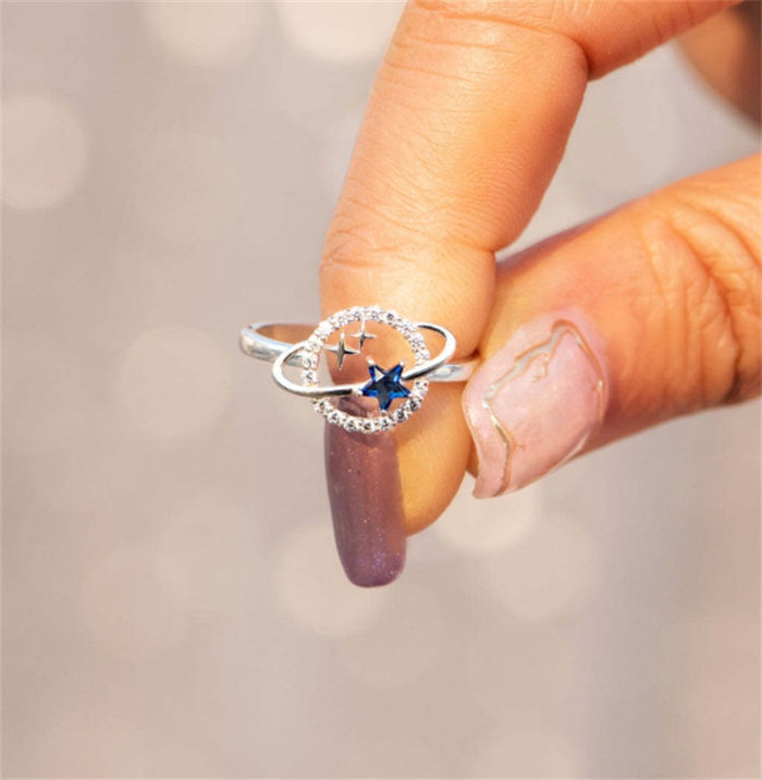Planet Pentagram Zircon Tail S925 Sterling Silver Ring