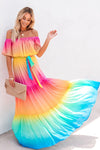 Off Shoulder Colourfull Flowy Dress for Women