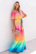 Off Shoulder Colourfull Flowy Dress for Women